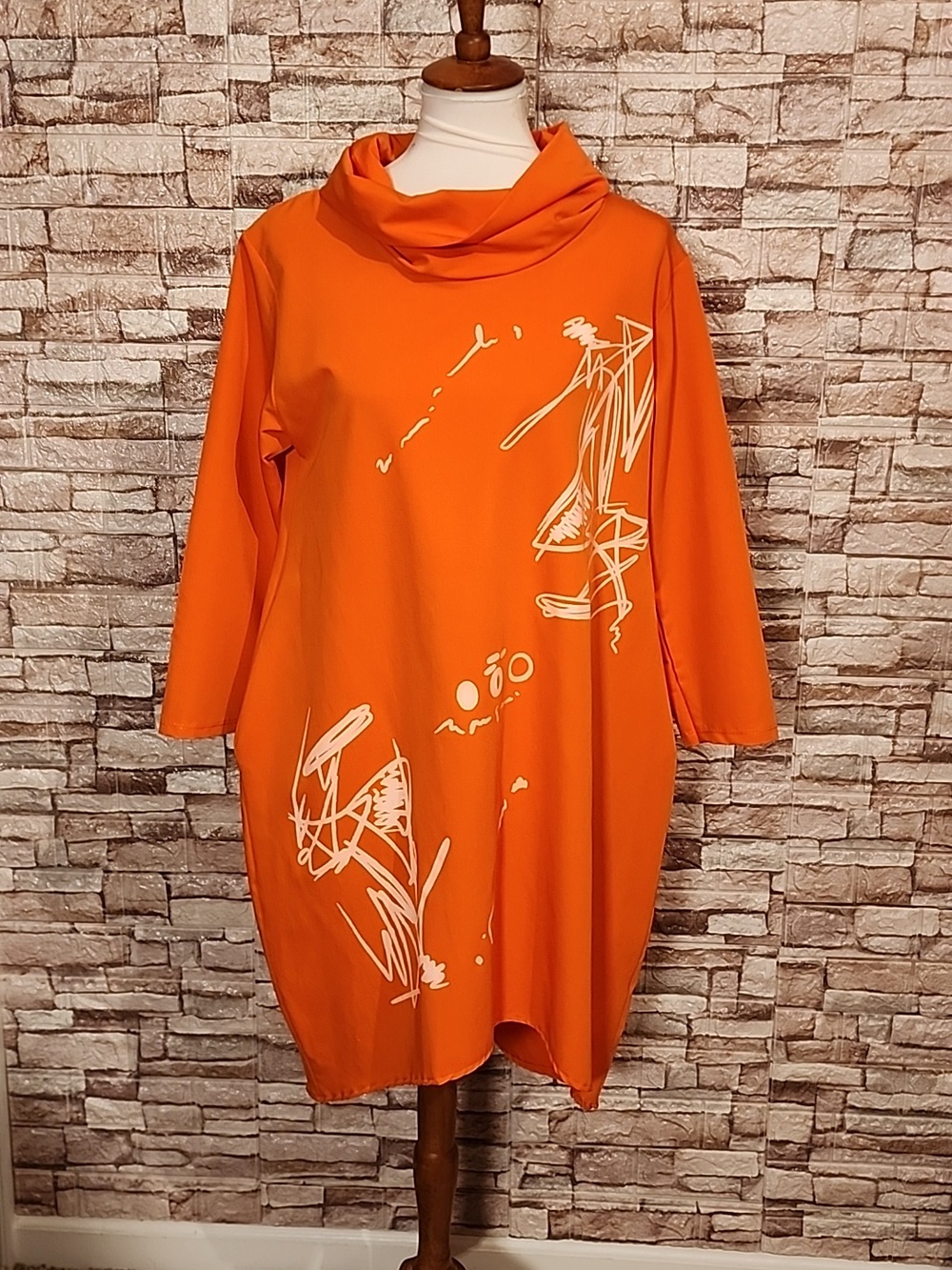 New Style Lux Luna Asymmetrical Cowl Neck And 3/4 Sleeves Dress Tunic